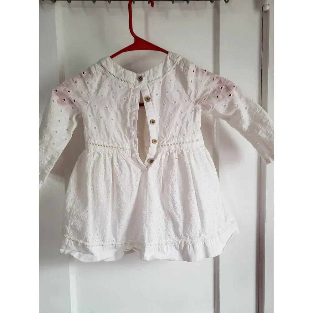 Genuine kid from OSHKOSH GIRLS WHITE eyelet lace embroidered bell sleeveDRESS 2T